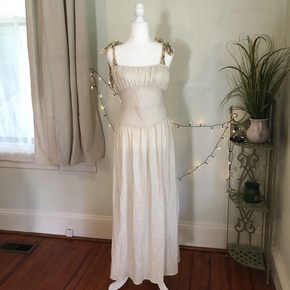 Free People Linen Blend Maxi Dress Ecru - Picture 2 of 9